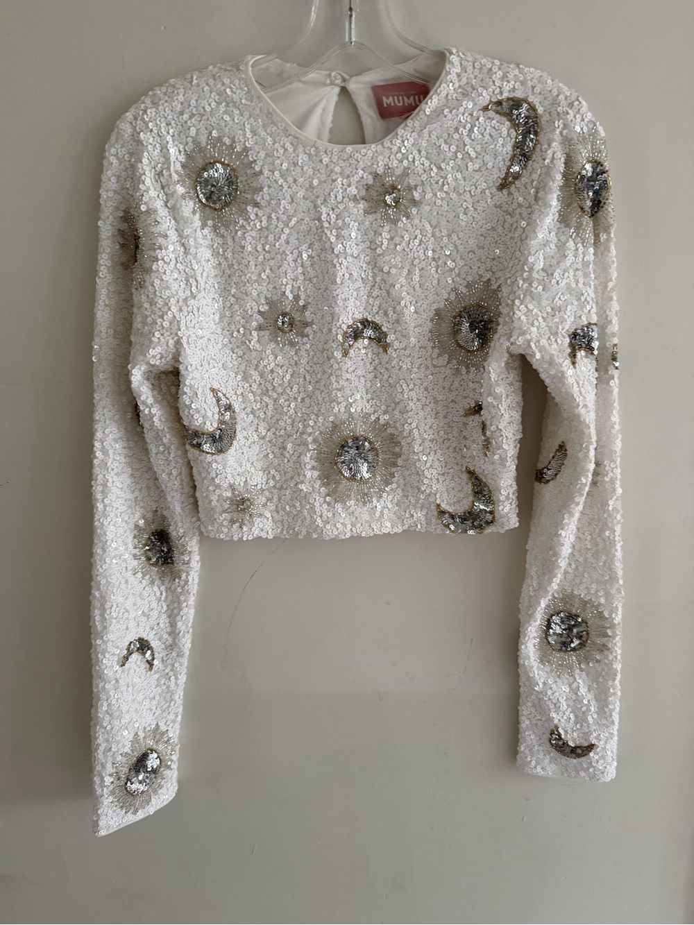 Show me your mumu Embellished White Sequin Maxi Skirt and Top set medium - Picture 2 of 6